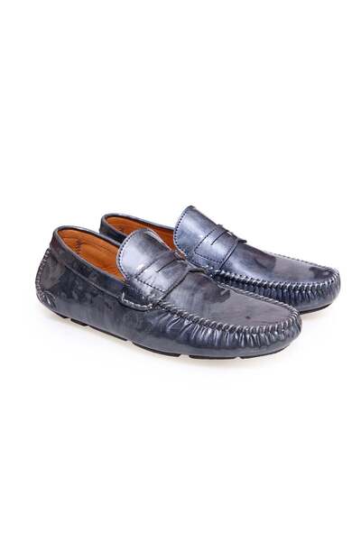 FRANCO CALVANI Gray Color Laceless Genuine Leather Men's Shoes
