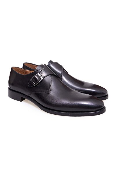 FRANCO CALVANI Black Color Laceless Genuine Leather Leather Sole Men's Shoes