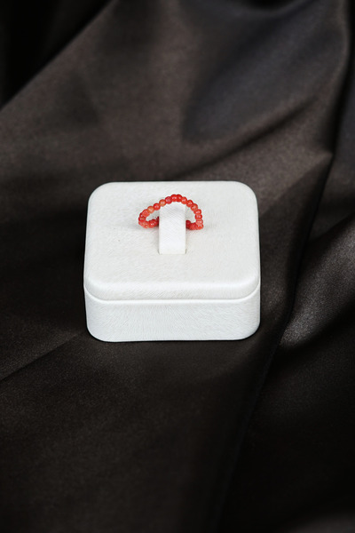 Luna Jewellery Design-Atelier Gerçek Mercan Doğal Taşlı Esnek Yüzük