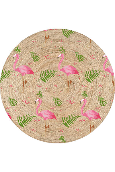 kilim home Tropik Flamingo Desenli Hasır Görünümlü Halı 997