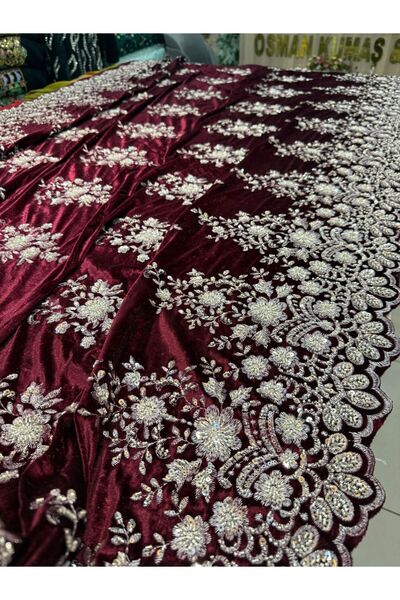 OsmanKumaşDantel Boncuk ve Payet İşlemeli Kadife (100x150cm)