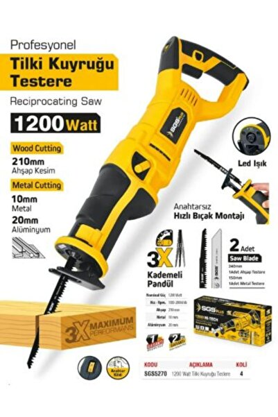 SGS SGSPLUS SGS5270 1200 Watt Elektrikli Tilki Kuyruğu Testere