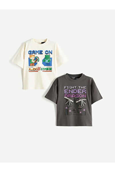 LC Waikiki Lcw Kids Beige Boys' Printed T-Shirt 2-Pack