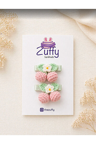 Thezuffy مجموعة مشابك شعر محبوكة يدويًا على شكل الكرز