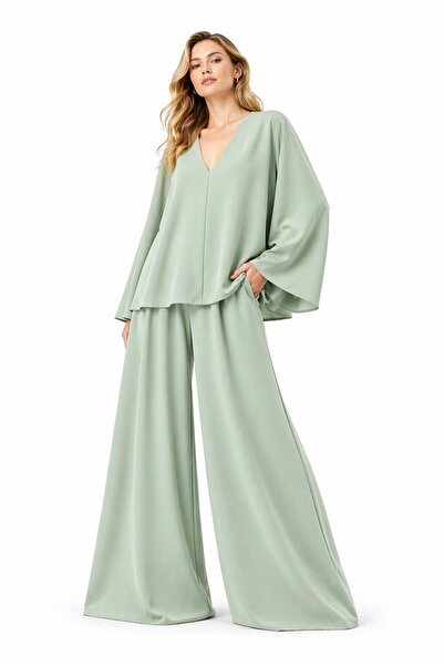 UNTIMELY A-Line Loose Blouse & Wide-Leg Pants Top & Bottom Set