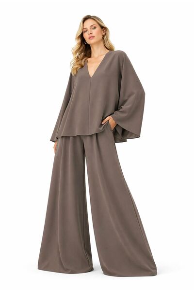 UNTIMELY A-Line Loose Blouse & Wide-Leg Pants Top & Bottom Set