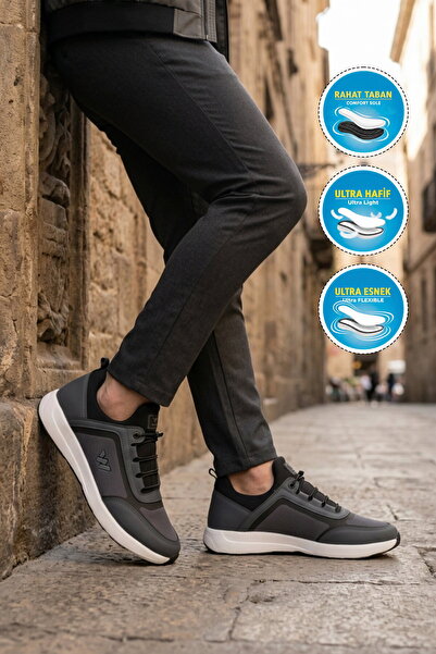 WALKWAY Smoked Lightweight Flexible Lock Lace-Up Men's Sports Shoes Bertina m