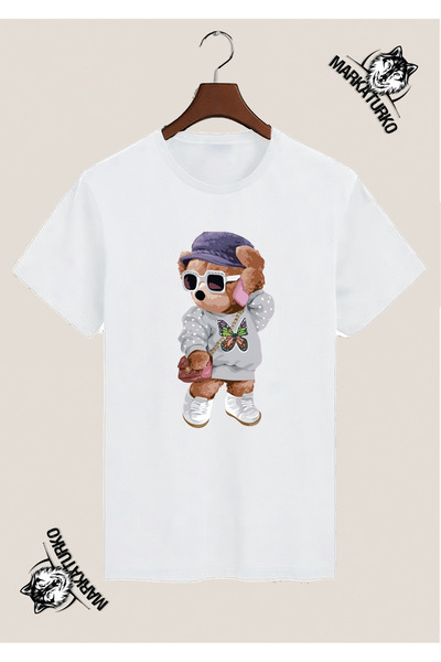 MarkaTurko تي شيرت أبيض مطبوع بتصميم خاص من COOL BEAR