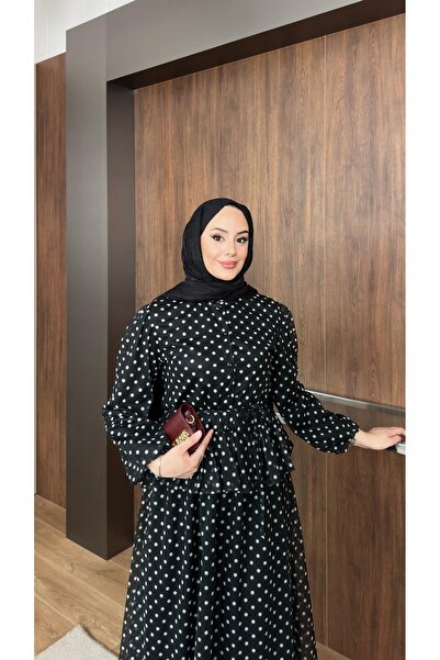 nurvina modest wear Μπλούζα με πουά επένδυση και τούλινη φούστα, Σετ δύο τεμα...