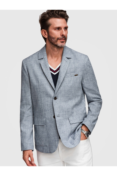 OMBRE Ανδρικό Μπουφάν Κομψό Ελαφρύ M169 Denim blue