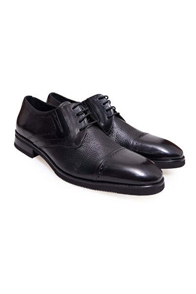 FRANCO CALVANI Black Color Lace-Up Genuine Leather Men's Shoes