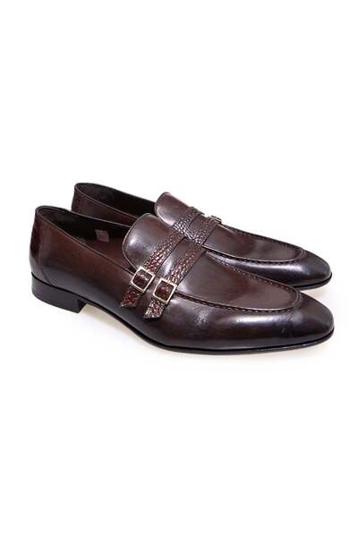 FRANCO CALVANI Brown Laceless Genuine Leather Men's Leather Sole Men's Shoes