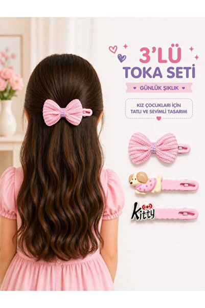 mdm style 3-Piece Girls' Hair Clips Set with Bows and Figured Hairpins