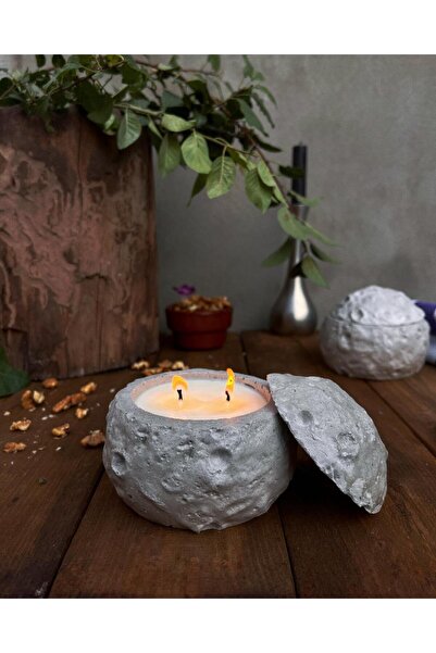 candle me.ro Κερί σόγιας MOON, 110γρ., σε δοχείο από σκυρόδεμα