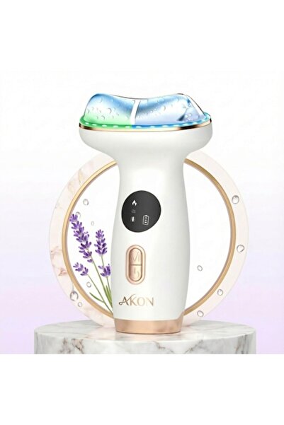 AKON ®   Aparat de masaj facial și pentru gât 7-în-1 cu terapie LED caldă/rec...