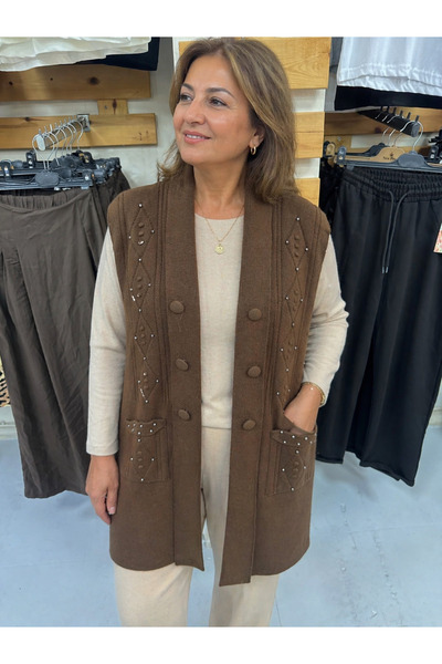 İmran Triko τυπικό μέγεθος πλεκτό γιλέκο μητέρας