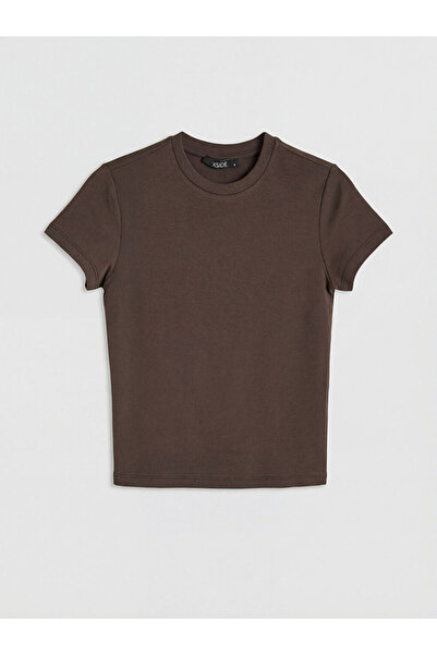LC Waikiki Brown crew neck women's t-shirt from gulis clothing