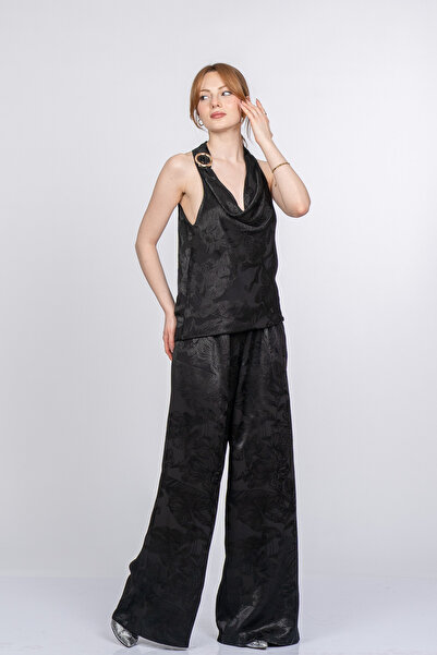 MissVina Σετ από σατέν ύφασμα με σχέδιο Zenara Degaje Halter Collar