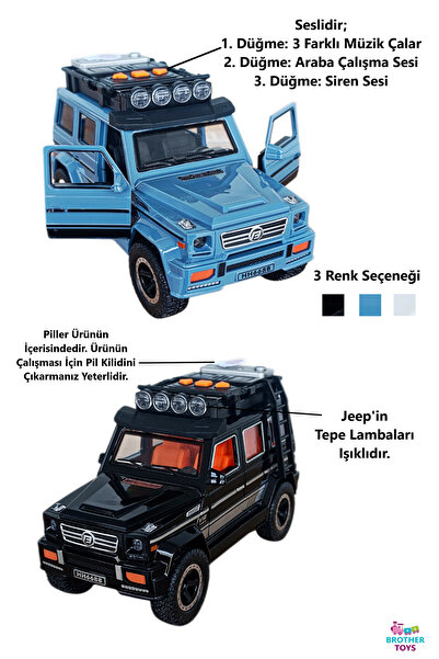 Brother Toys Sesli Işıklı Farları Yanabilen Kaput Açılabilen Model Lüks Jeep ...