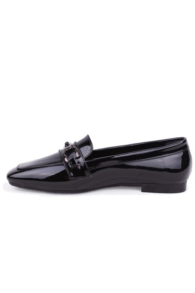 DAGOSTER Dza07-86926103 Black Patent Leather Daily Ballet Flats Women's Shoes