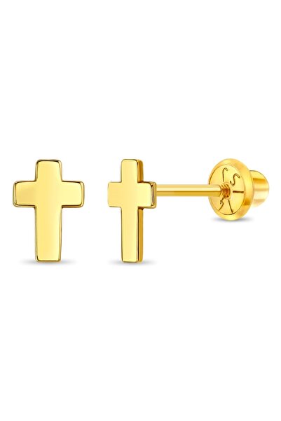 BEBEGOLD Σκουλαρίκια από χρυσό 14Κ για παιδιά – Κλασικός Σταυρός