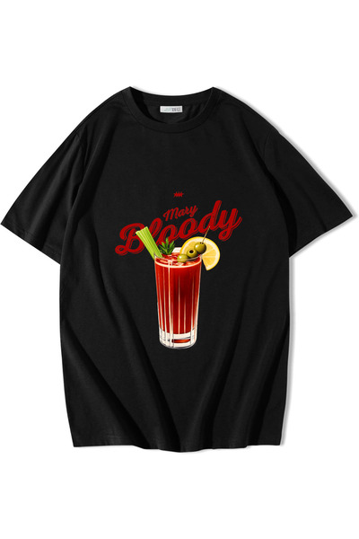 BRZ COLLECTION Tricou unisex oversize Bloody Mary negru