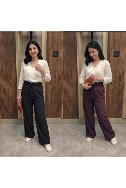 Bala Giyim Σετ 2 τεμαχίων από ακατέργαστο λινό γυναικείο παντελόνι πεζοπορίας...