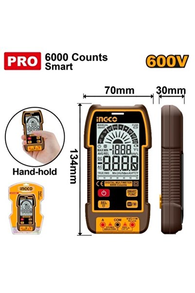 Ingco Ψηφιακό Πολύμετρο 600 V Βιομηχανικό 6000 Σημεία DM 16004