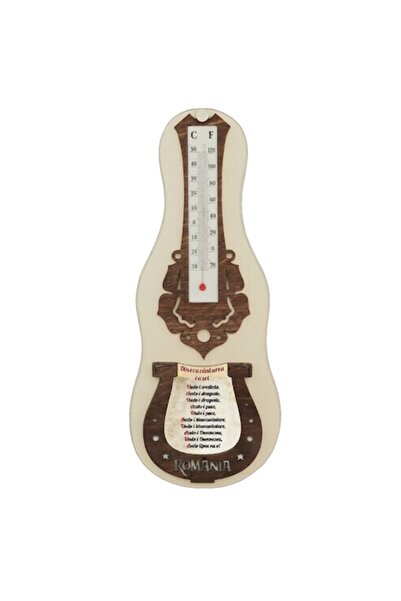 OEM Termometru decorativ din lemn cu 'Binecuvântare pentru Casă' 27x10 cm