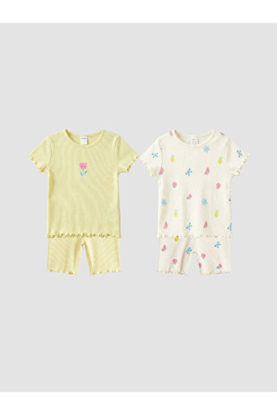 LC Waikiki Trendlucky Printed Baby Girl Shorts Set with Difference in Color, ...