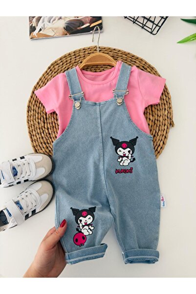 Minigimin Cicileri Miniğimin Cicileri Krm Printed Unisex Baby Salopet Set - Pink