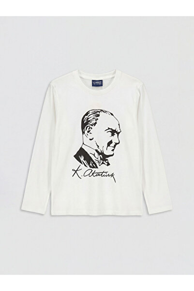 LC Waikiki Peak New Season Crew Neck Ataturk Printed Boys' T-Shirt