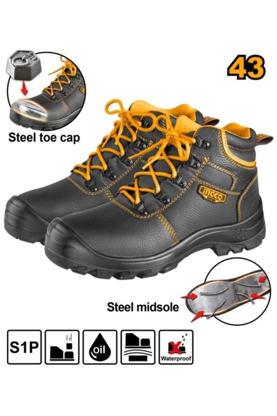 Ingco Προστατευτικές Μπότες Μαύρες με Ατσάλινη Μύτη