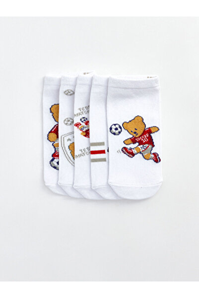 LC Waikiki Nevavm Farklı Renkler Teddy Bear Patterned Boy's Booties Socks 5-P...