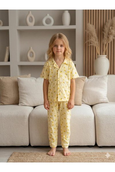 Minimoon Mother-Daughter Matching Outfit: Front-Button Summer Pajama Set (Ordered Separately)