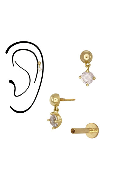 BEBEGOLD Πίρσινγκ Λάμπρετ από χρυσό 14Κ, ημισφαιρική μπάλα 3 χιλιοστών και κι...