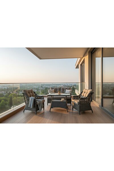 Sun Patio SAHARA ANTRASİT GRİ 2+1+1 BALKON & BAHÇE TAKIMI