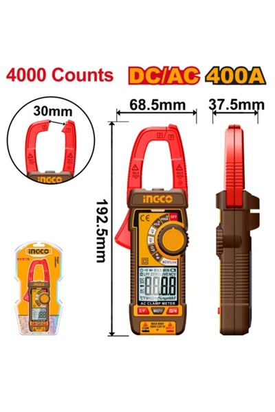 Ingco AC/DC Αμπεροτσιμπίδα / Βολτόμετρο 400 Α