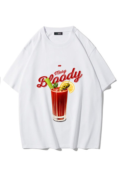 BRZ COLLECTION Tricou unisex oversize Bloody Mary (ALB)
