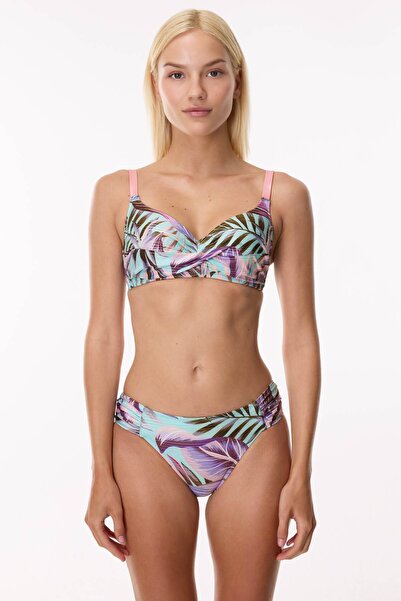 AYYILDIZ 4627 Mavi Pembe Balenli Toparlayıcı Bikini Takımı