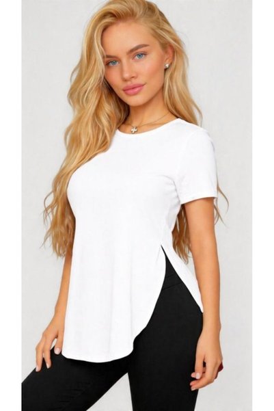 METKAR Women's Viscose Fabric Blouse with Slit Detail