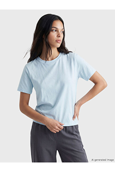LC Waikiki Blue Cotton Women's T-Shirt