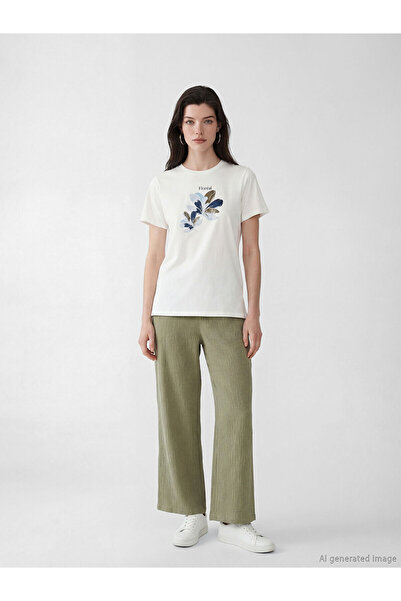 LC Waikiki Nevavm Textured Women's Trousers with Elastic Waist