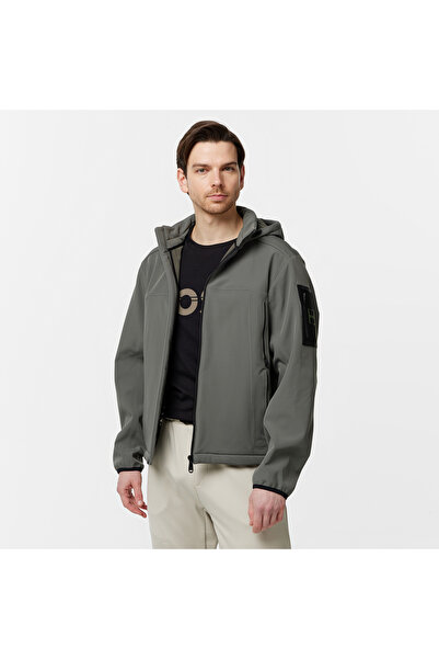 BOSS Regular Fit Su Geçirmez Çıkarılabilir Kapüşonlu Soft Shel Mont Erkek MON...
