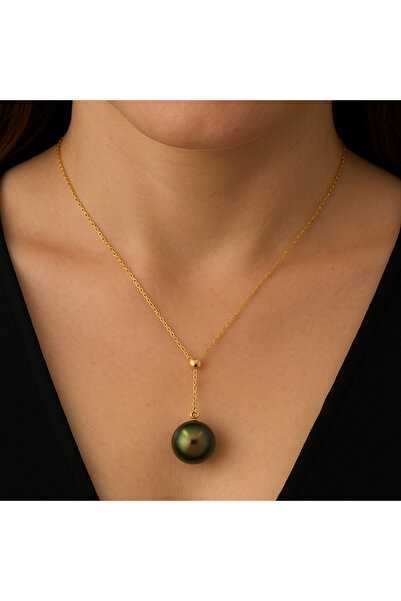 BEBEGOLD Κολιέ από χρυσό 18 καρατίων με γνήσιο μαργαριτάρι Ταϊτής, στρογγυλό,...