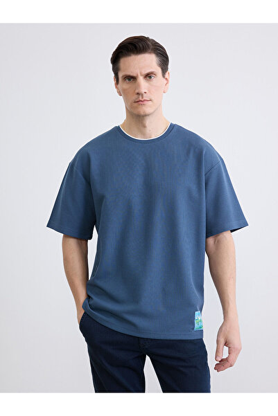 LC Waikiki Nevavm Oversize Oval Collar Men's T-Shirt with Difference