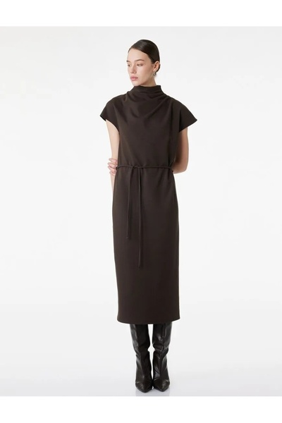 Koton Slim Fit High Neck Tie Detail Sleeveless Dress