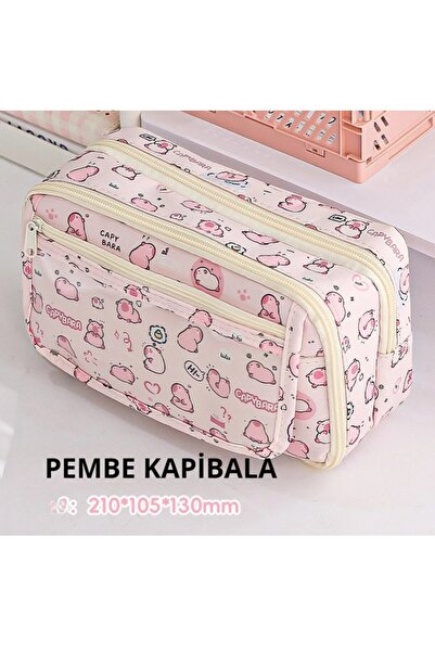 PEMBE CAPYBARA BÜYÜK KAPASİTELİ KALEM KUTUSU