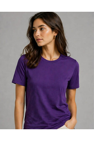 ciwi&life Unisex Ανδρικό/Γυναικείο Μωβ Βαμβακερό T-Shirt με λαιμόκοψη Crew Basic