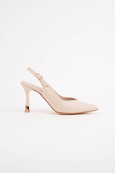 MASSOLE Μπεζ δερμάτινο ανοιχτό στην πλάτη 8,5 εκ. V Μοντέλο Γυναικείο καλοκαι...